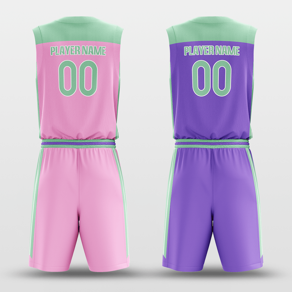 Pink&Purple Custom Sublimated Basketball Set