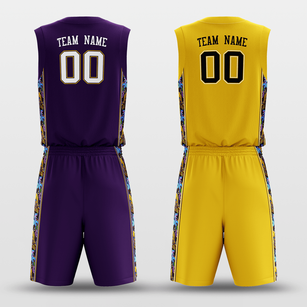 Purple&Yellow Custom Sublimated Basketball Set