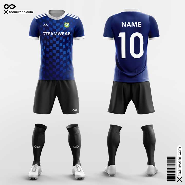 Women Custom Soccer Uniforms Blue Plaid