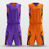 Purple&OrangeShadow Flame Sublimated Basketball Set