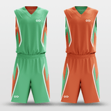 Green & Orange Plume Sublimated Basketball Set