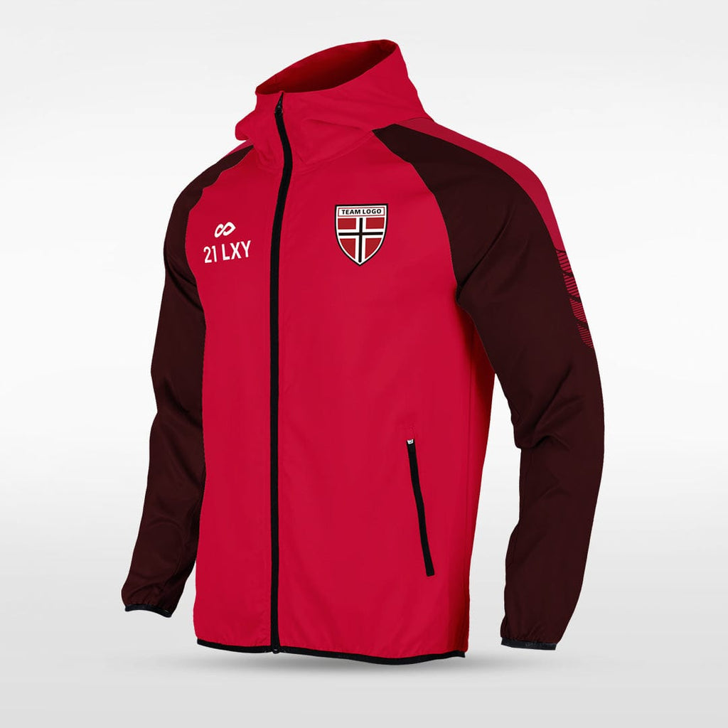 Red Embrace Wind Customized Full-Zip Jacket Design