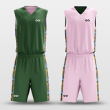 Green&Pink Secret Sublimated Basketball Set