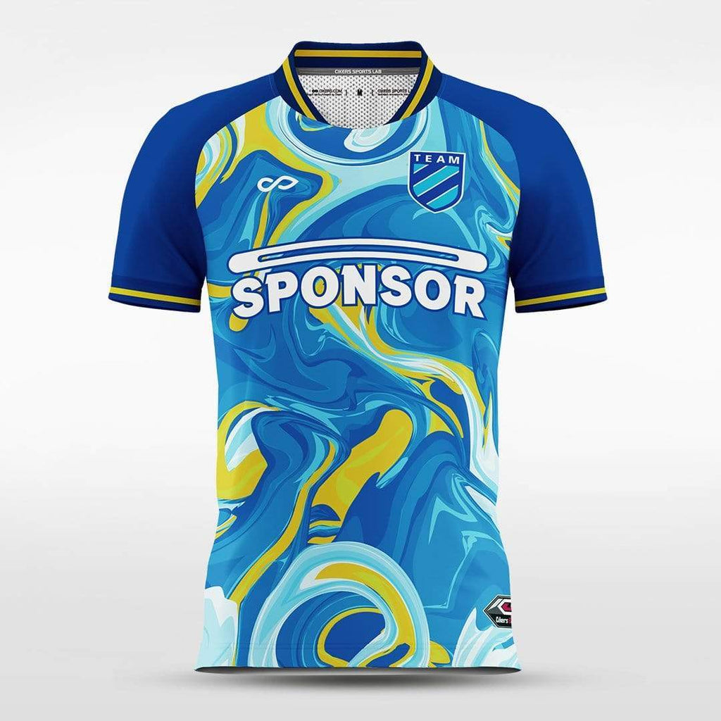 Blue and Yellow Lava Soccer Jersey