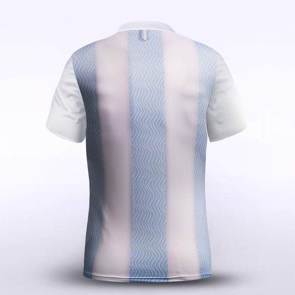 Custom White & Blue Kid's Sublimated Soccer Jersey