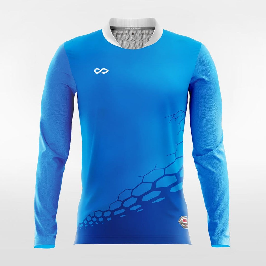 Custom Blue Long Sleeve Soccer Jersey