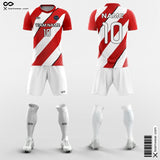 Custom Soccer Kits Diagonal Stripes Red and White