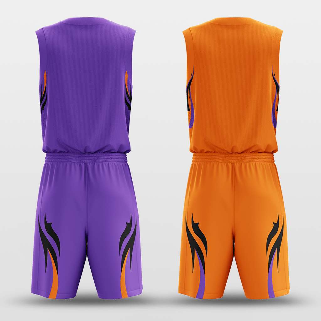 Purple&OrangeShadow Flame Reversible Basketball Set