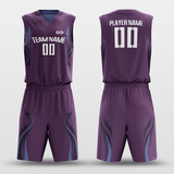 Blue&Dark Purple Customized Shadow Flame Reversible Basketball Set
