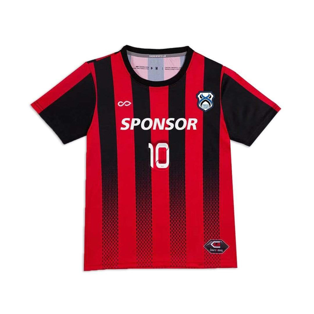 Red and Black Stripe Kid Soccer Jersey