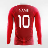 Custom Red Long Sleeve Soccer Jersey Design