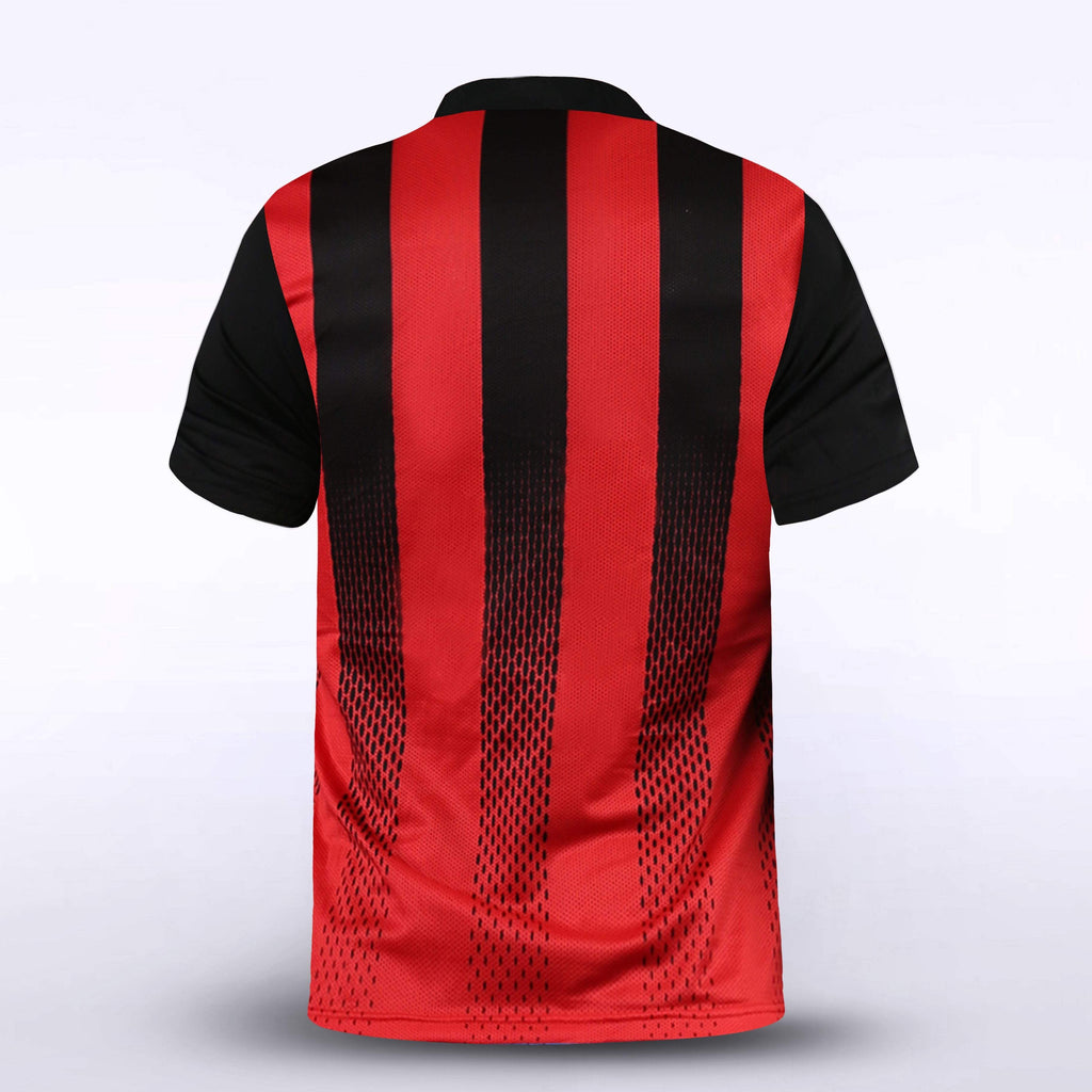 Red and Black Stripe Soccer Jersey Design