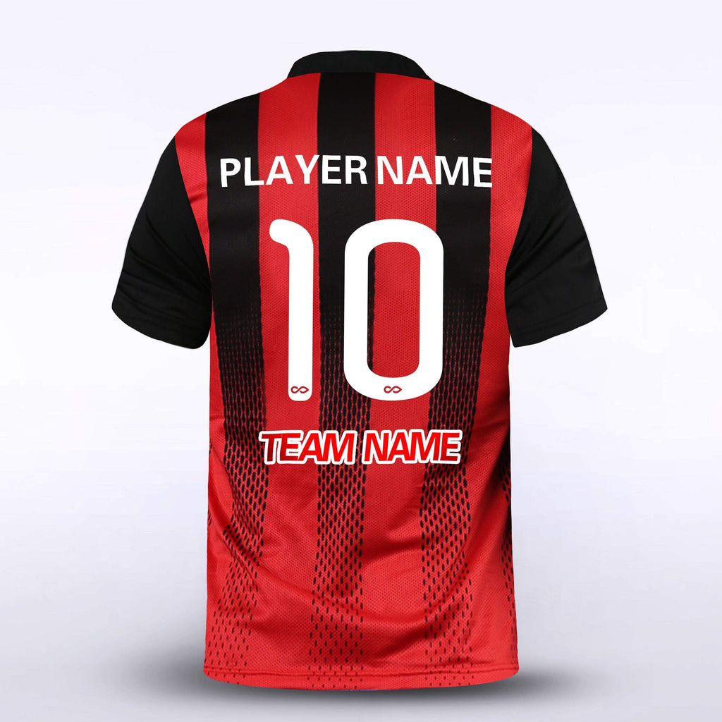 Red and Black Stripe Soccer Jersey