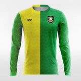 Green and Yellow Long Sleeve Soccer Jersey Design