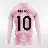 Custom Pink Mosaic Long Sleeve Soccer Jersey