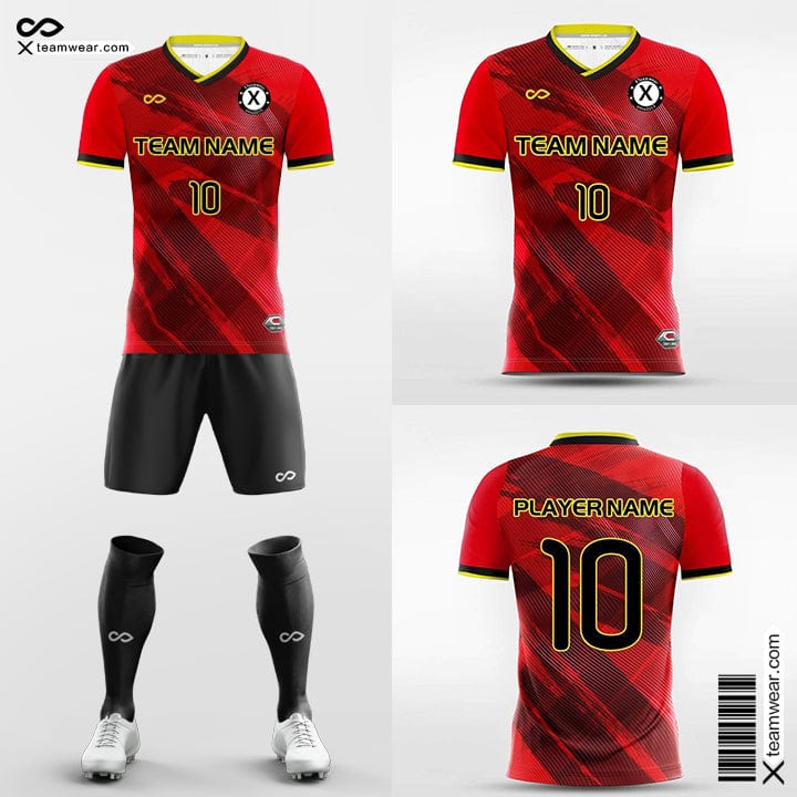 Red Print Soccer Uniform for Men
