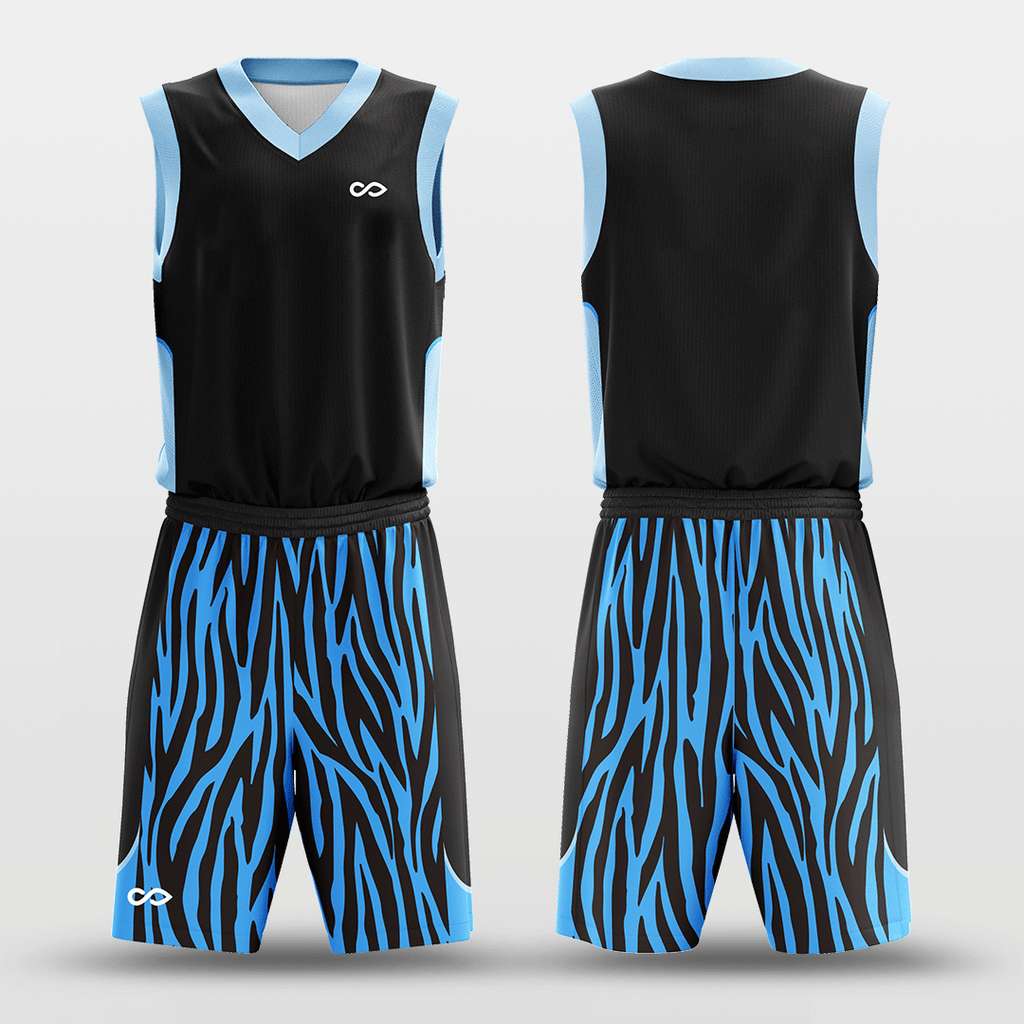 Blue WZebra Stripe Sublimated Basketball Uniform