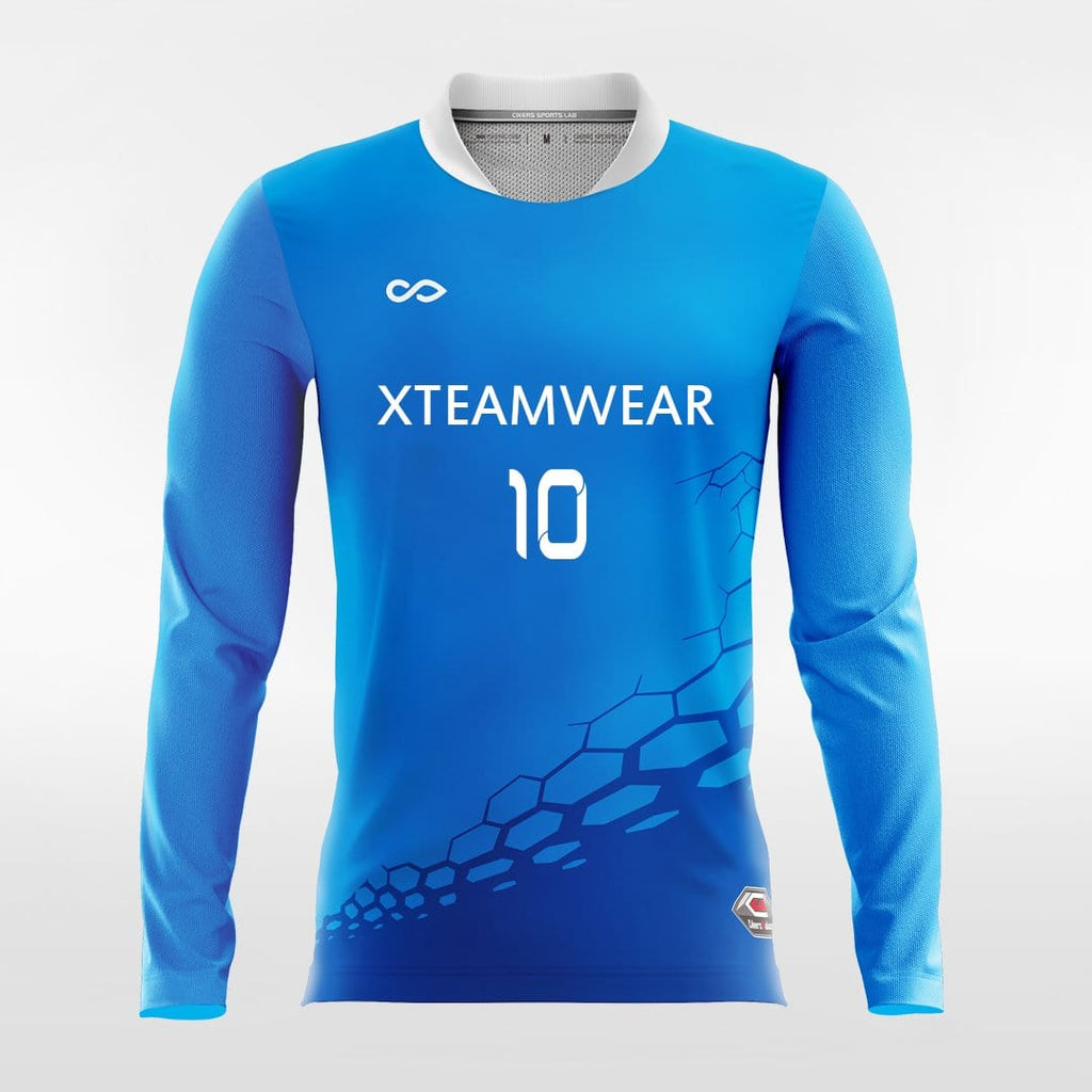 Blue Long Sleeve Soccer Jersey Design