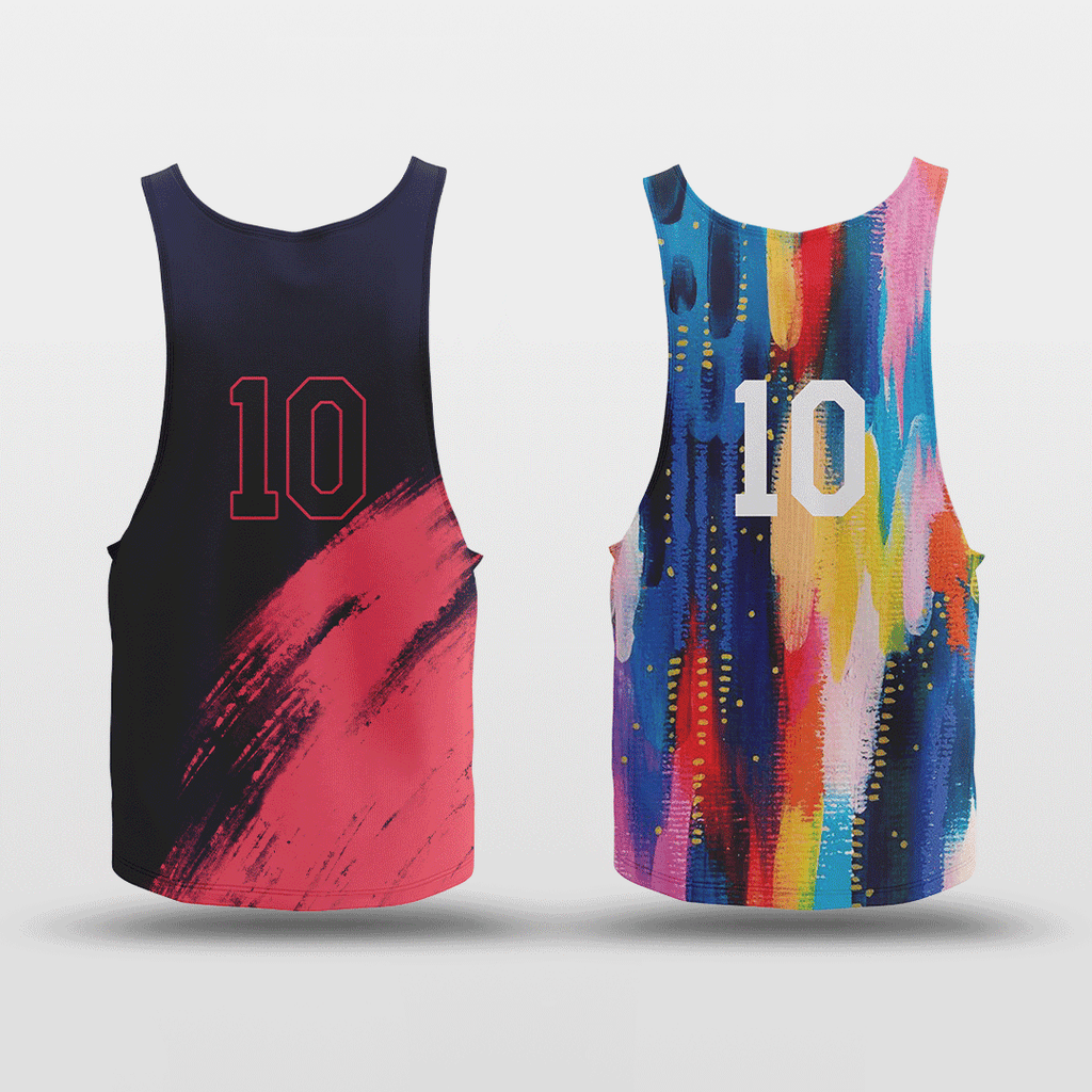 Colorful Black Customized Reversible Basketball Jersey
