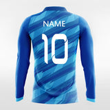 Custom Blue Thorn Long Sleeve Soccer Jersey